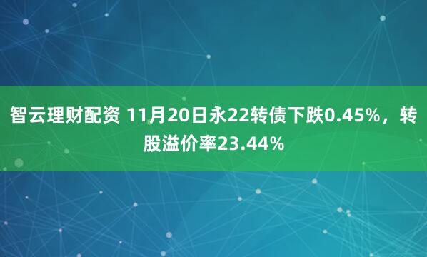 智云理财配资 11月20日永22转债下跌0.45%，转股溢价率23.44%